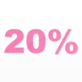 20% scritta in polistirolo - Arial - Rosa - Senza base