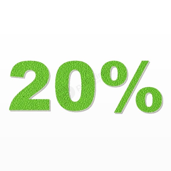 20% scritta in polistirolo - Arial - Verde - Senza base