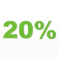 20% scritta in polistirolo - Arial - Verde - Senza base