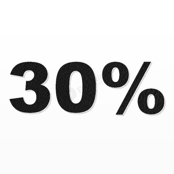 30% scritta in polistirolo - Arial - Nero - Senza base