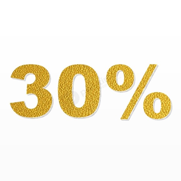 30% scritta in polistirolo - Arial - Oro - Senza base