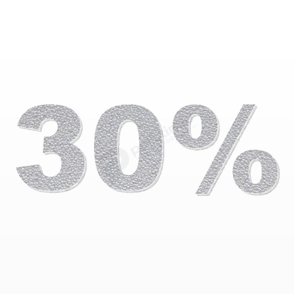 30% scritta in polistirolo - Arial - Argento - Senza base