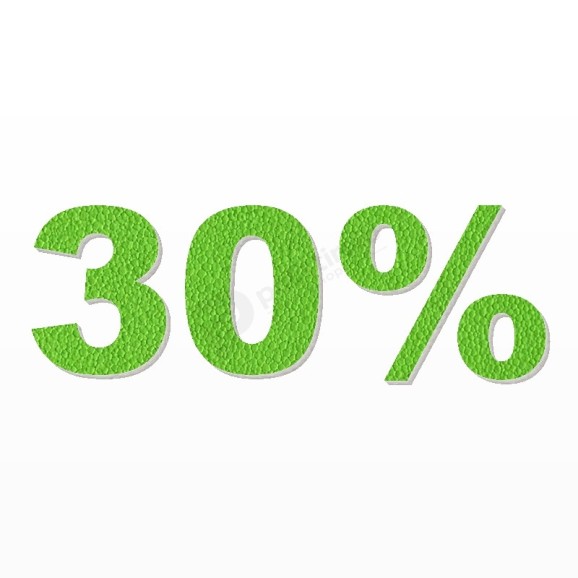 30% scritta in polistirolo - Arial - Verde - Senza base
