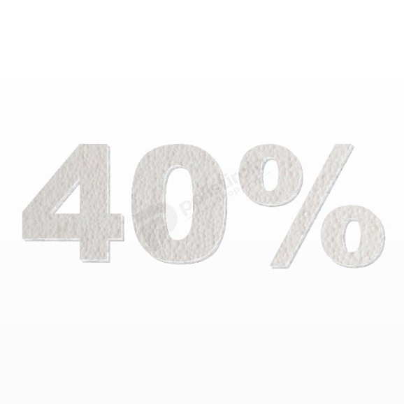 40% scritta in polistirolo - Arial - Bianco - Senza base