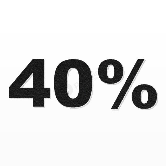 40% scritta in polistirolo - Arial - Nero - Senza base