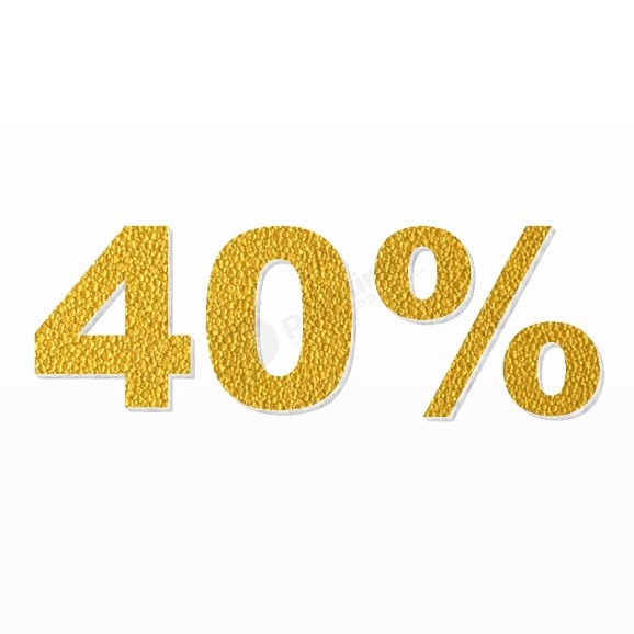 40% scritta in polistirolo - Arial - Oro - Senza base