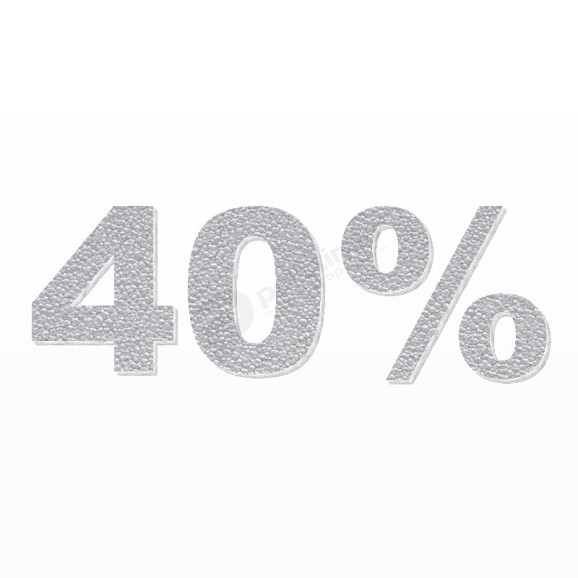 40% scritta in polistirolo - Arial - Argento - Senza base