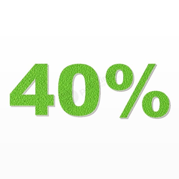 40% scritta in polistirolo - Arial - Verde - Senza base