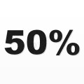 50% scritta in polistirolo - Arial - Nero - Senza base