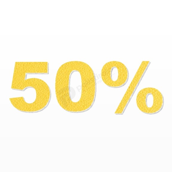 50% scritta in polistirolo - Arial - Giallo - Senza base