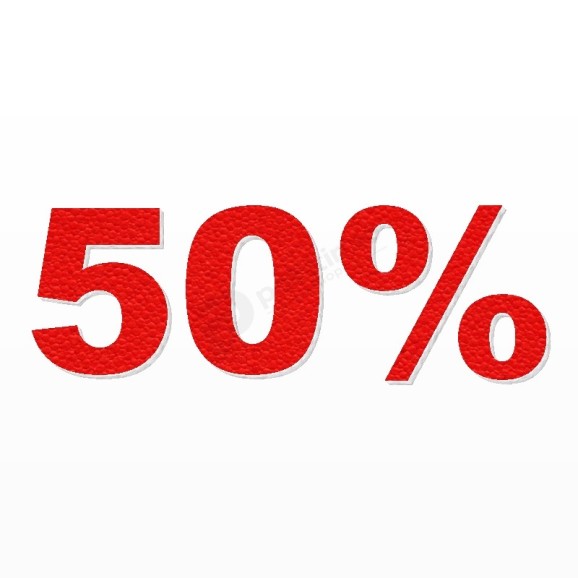 50% scritta in polistirolo - Arial - Rosso - Senza base