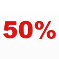 50% scritta in polistirolo - Arial - Rosso - Senza base
