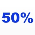 50% scritta in polistirolo - Arial - Blu - Senza base