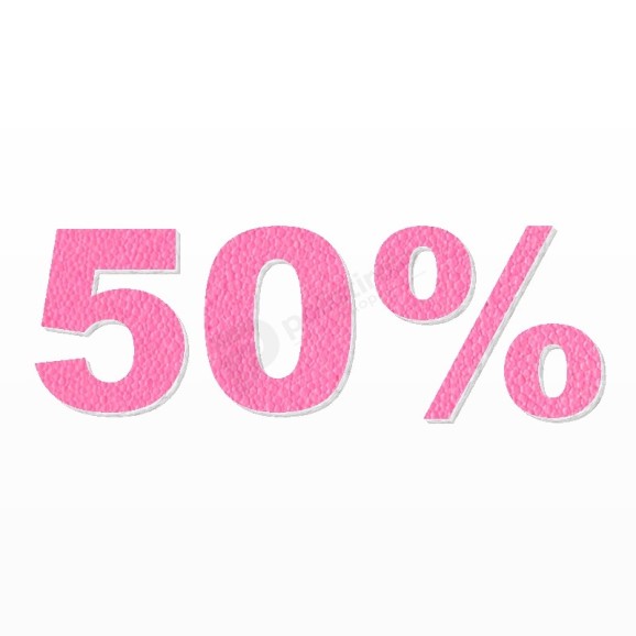 50% scritta in polistirolo - Arial - Rosa - Senza base