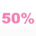 50% scritta in polistirolo - Arial - Rosa - Senza base