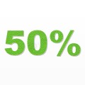50% scritta in polistirolo - Arial - Verde - Senza base