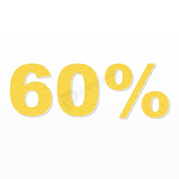60% scritta in polistirolo - Arial - Giallo - Senza base