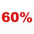 60% scritta in polistirolo - Arial - Rosso - Senza base