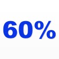 60% scritta in polistirolo - Arial - Blu - Senza base