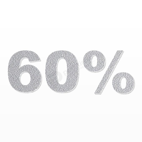 60% scritta in polistirolo - Arial - Argento - Senza base