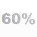 60% scritta in polistirolo - Arial - Argento - Senza base