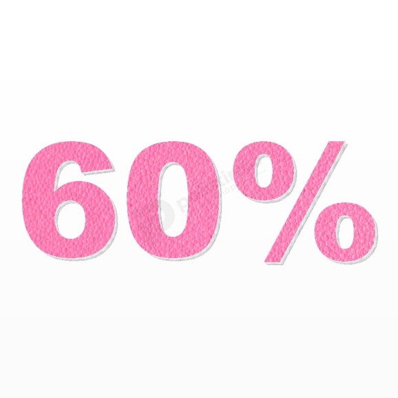 60% scritta in polistirolo - Arial - Rosa - Senza base