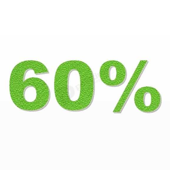 60% scritta in polistirolo - Arial - Verde - Senza base
