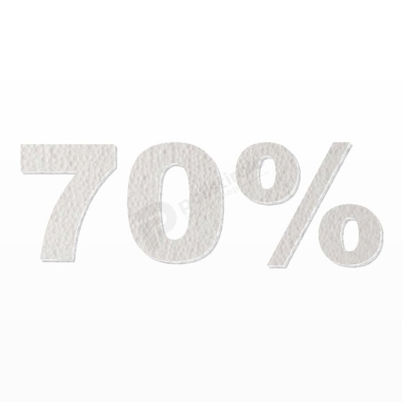 70% scritta in polistirolo - Arial - Bianco - Senza base
