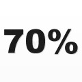 70% scritta in polistirolo - Arial - Nero - Senza base