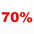 70% scritta in polistirolo - Arial - Rosso - Senza base