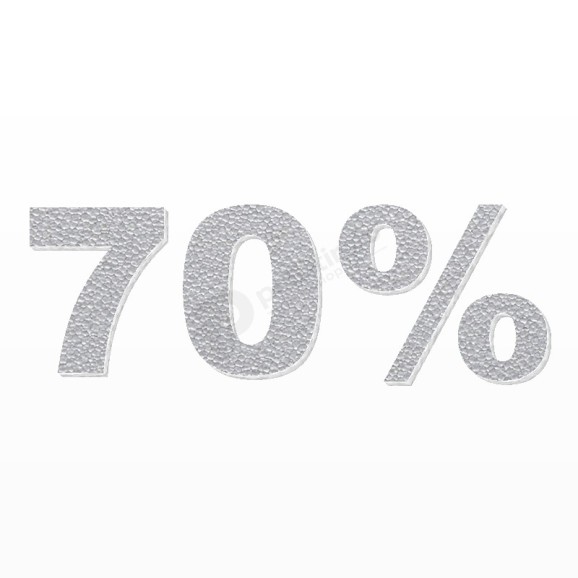 70% scritta in polistirolo - Arial - Argento - Senza base
