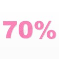 70% scritta in polistirolo - Arial - Rosa - Senza base