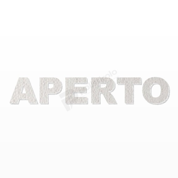 APERTO scritta in polistirolo - Arial - Bianco - Senza base