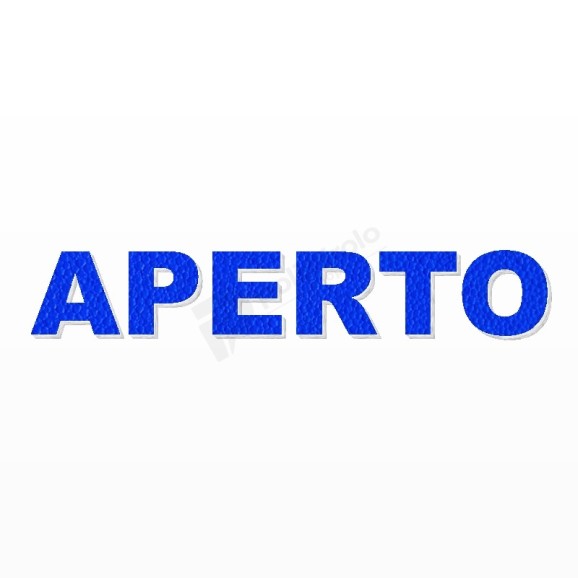 APERTO scritta in polistirolo - Arial - Blu - Senza base