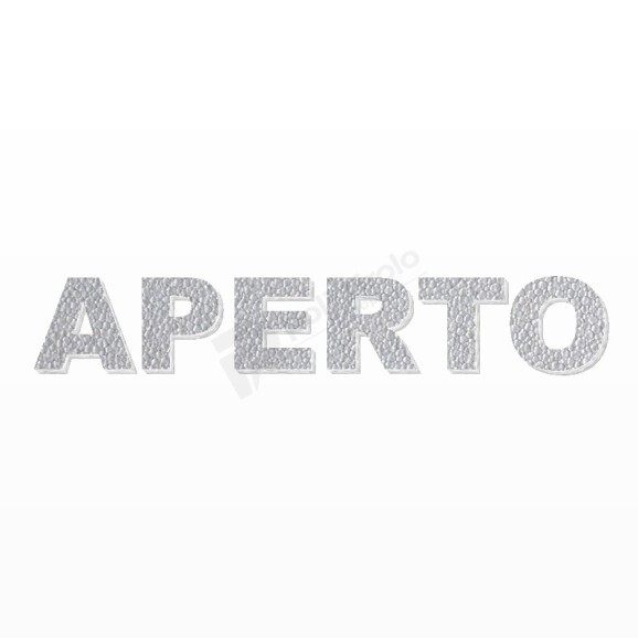 APERTO scritta in polistirolo - Arial - Argento - Senza base