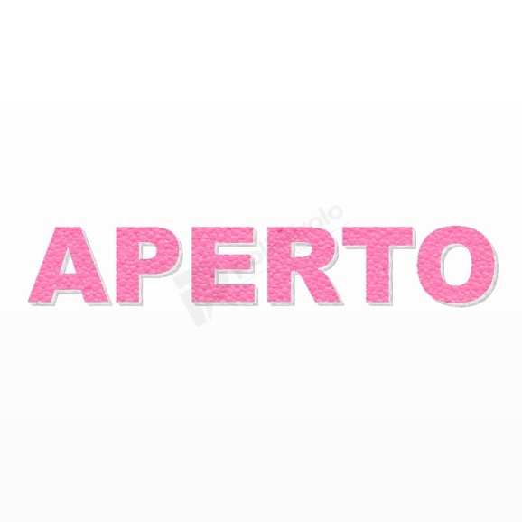APERTO scritta in polistirolo - Arial - Rosa - Senza base