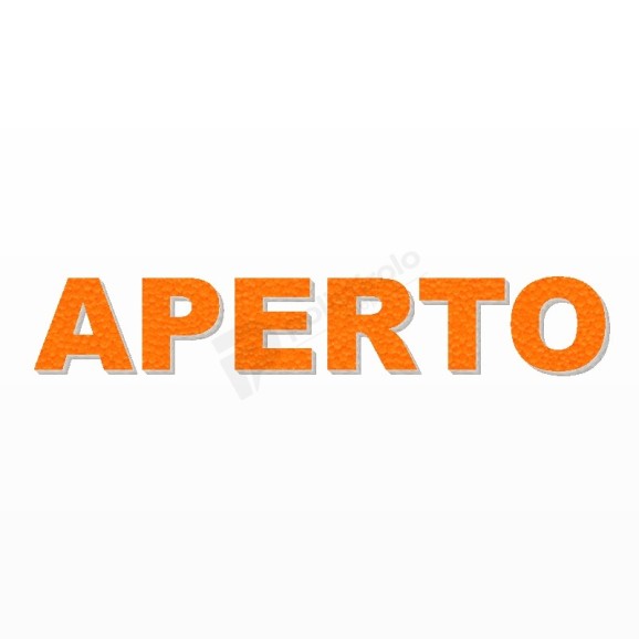 APERTO scritta in polistirolo - Arial - Arancione - Senza base