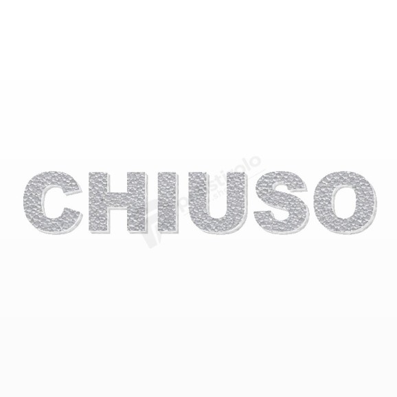 CHIUSO scritta in polistirolo - Arial - Argento - Senza base