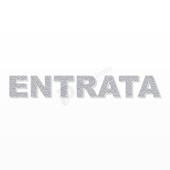 ENTRATA scritta in polistirolo - Arial - Argento - Senza base