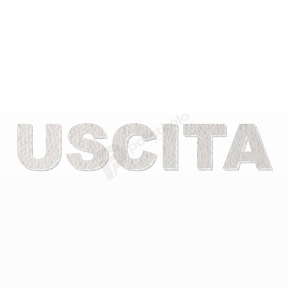 USCITA scritta in polistirolo - Arial - Bianco - Senza base