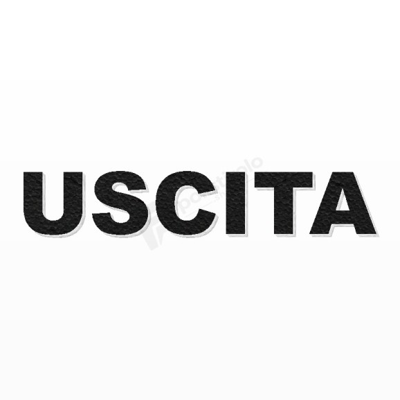 USCITA scritta in polistirolo - Arial - Nero - Senza base