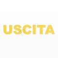 USCITA scritta in polistirolo - Arial - Giallo - Senza base