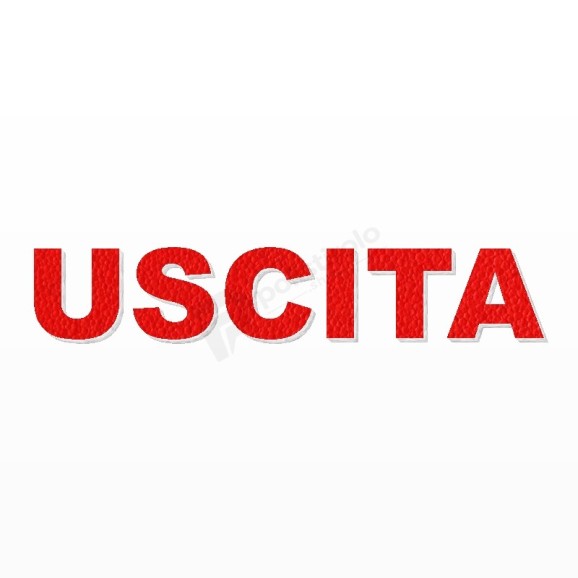 USCITA scritta in polistirolo - Arial - Rosso - Senza base