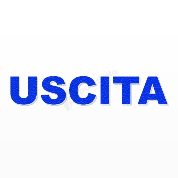 USCITA scritta in polistirolo - Arial - Blu - Senza base