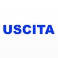 USCITA scritta in polistirolo - Arial - Blu - Senza base