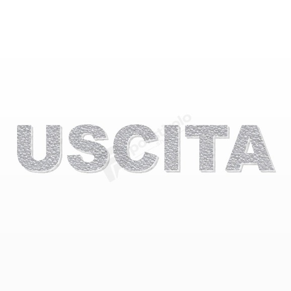 USCITA scritta in polistirolo - Arial - Argento - Senza base