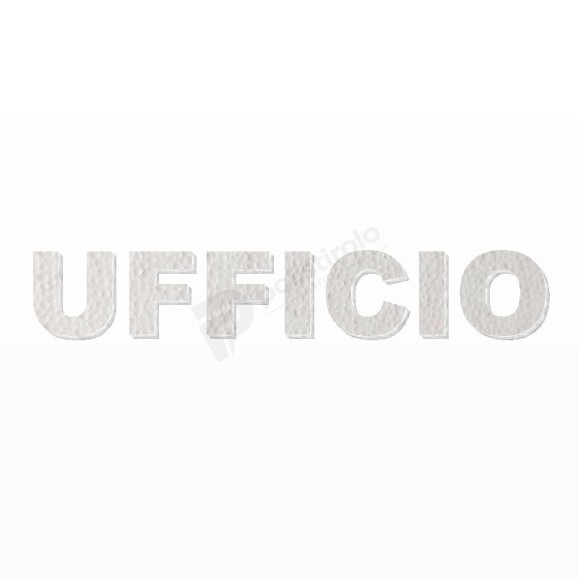 UFFICIO scritta in polistirolo - Arial - Bianco - Senza base