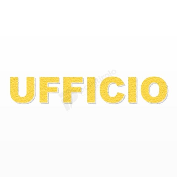 UFFICIO scritta in polistirolo - Arial - Giallo - Senza base