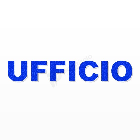 UFFICIO scritta in polistirolo - Arial - Blu - Senza base