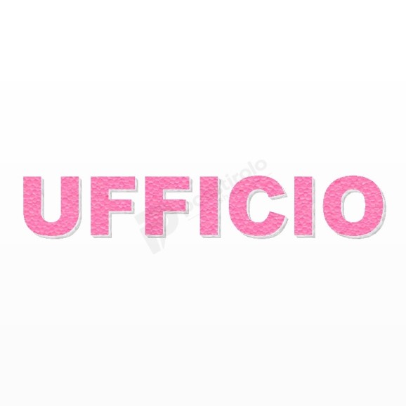 UFFICIO scritta in polistirolo - Arial - Rosa - Senza base